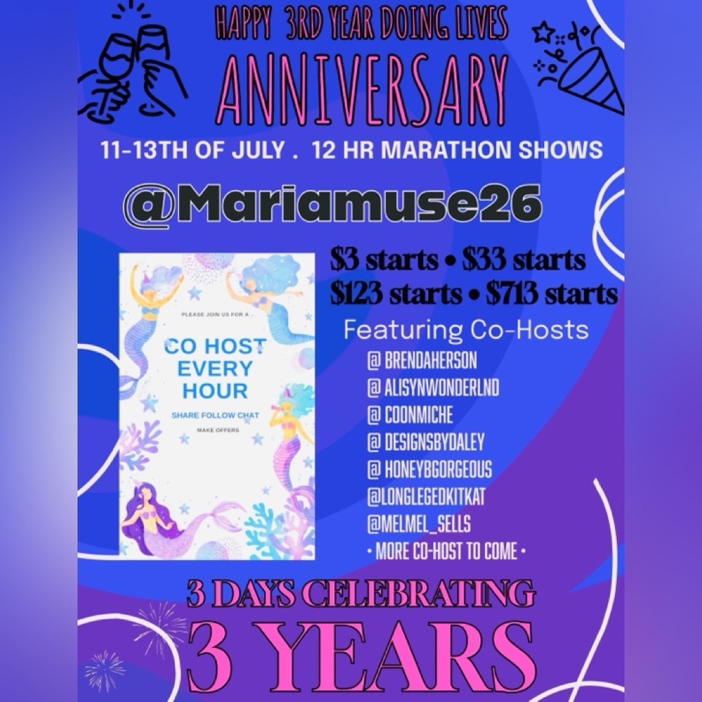 Co Host Every Hour Party Posh My Third Anniversary live July 11- July 12 July 13 - Picture 4 of 16
